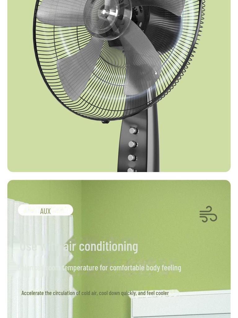 Remote Controlled Quiet Oscillating Floor Fan for Home or Office