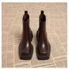 Square Martin Boots Women's British Smoke Boots Pu Thick Sole Heightening Thick Heel Chelsea Short Boots