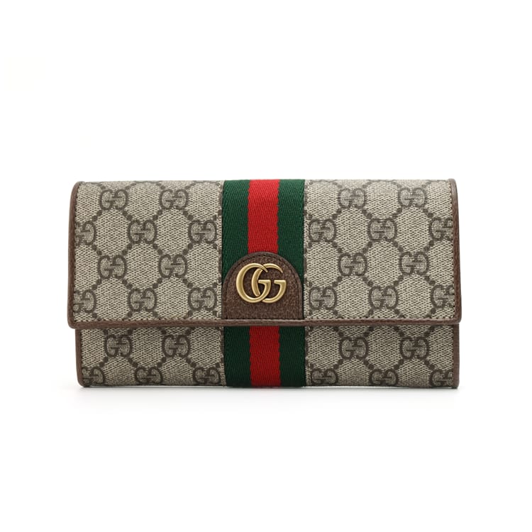 GUCCI Ophidia Canvas With Leather Wallet Unisex Beige Brown 557803-9U8KT-8748