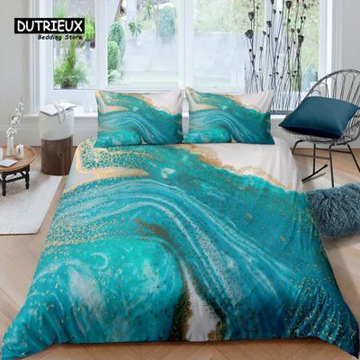 Home Living Luxus 3D Türkis Marmor Bettwäsche Set Goldene Bettbezug Kissenbezug Queen und King EU/US/AU/UK Größe Bettdecke Bettwäsche