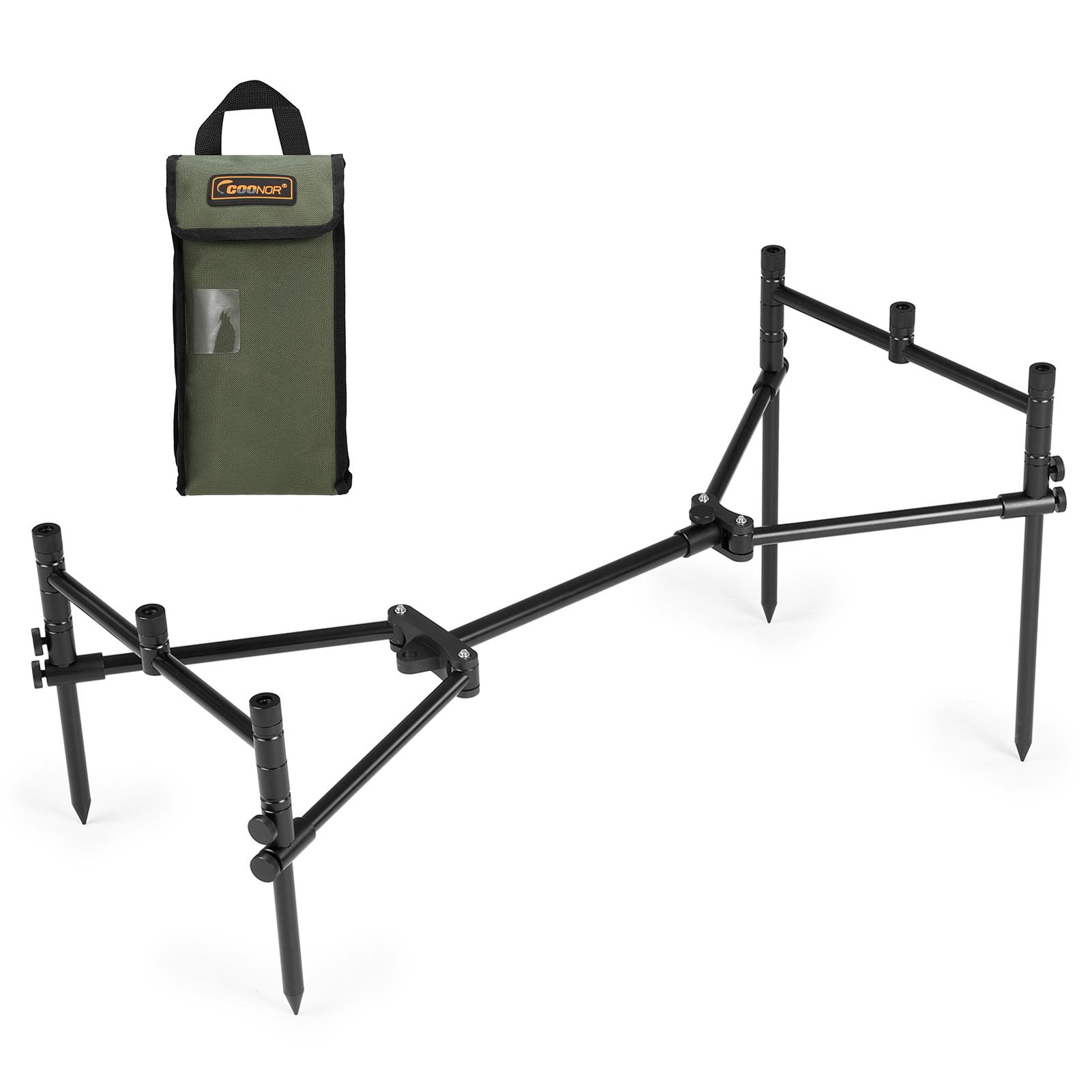 

Detachable Fishing Rod Stand Buzz Bar Pole Rest Head Folding Retractable Fishing Rod Holder with Carry Bag чорний