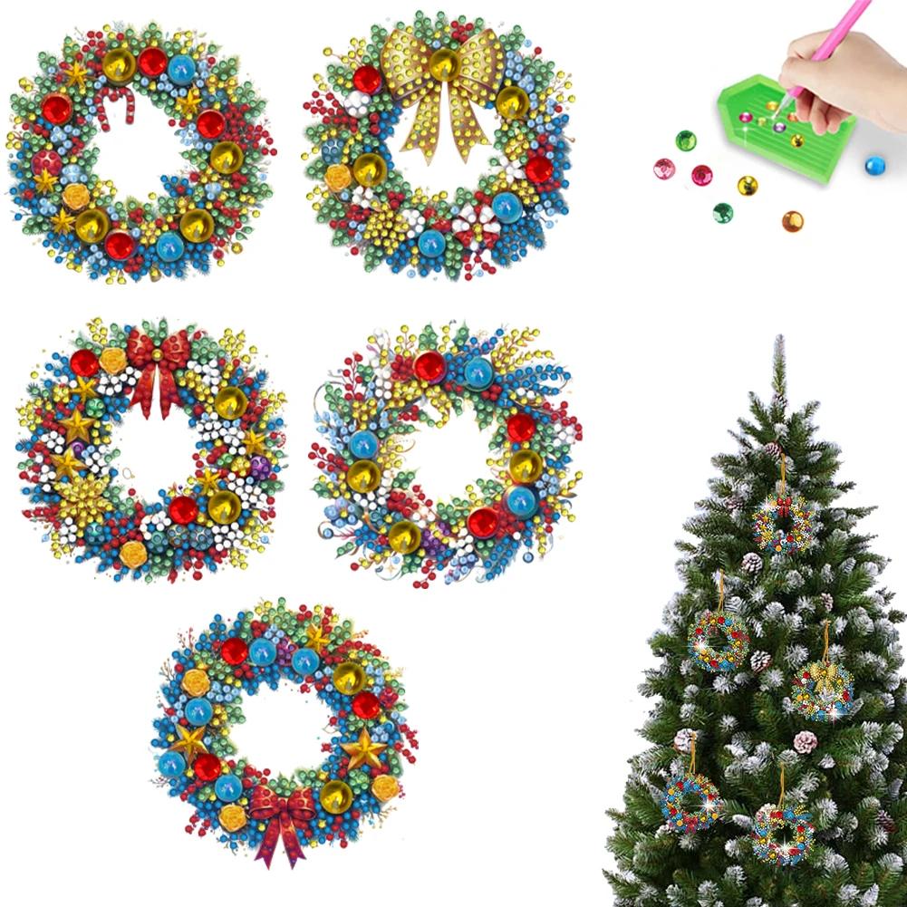 5/6Pcs Acrylic Special Shaped Christmas Theme Hanging Diamond Art Kits Rhinestone Diamond Art Window Pendants Bedroom Decoration