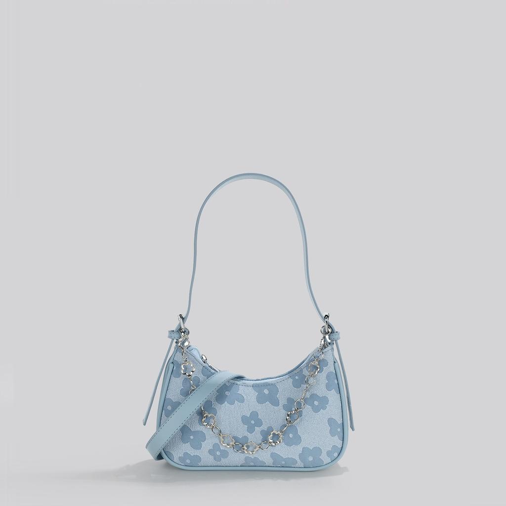 French Style High-quality Shoulder Bags Fashion Leather Women's Chain Underarm Bags Casual Ladies Flower Printing Small Handbags