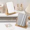 1Pc Clear Wooden Vanity Mirror - Desktop Angle Adjustable High-Definition Makeup Mirror with Stand for Personal Grooming