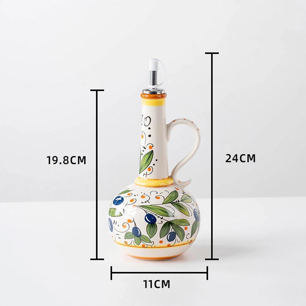 

Hand-Painted Ceramic Oil Bottle Kitchen Storage Nordic Vinegar Oil Dispenser Cooking Utensil for Home Use Kitchen Seasoning Jar чёрный