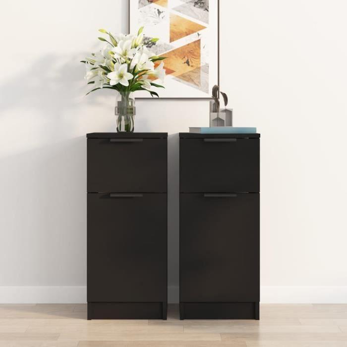 VidaXL Buffets 2 pcs noir 30x30x70 cm bois d'ingénierie 811118
