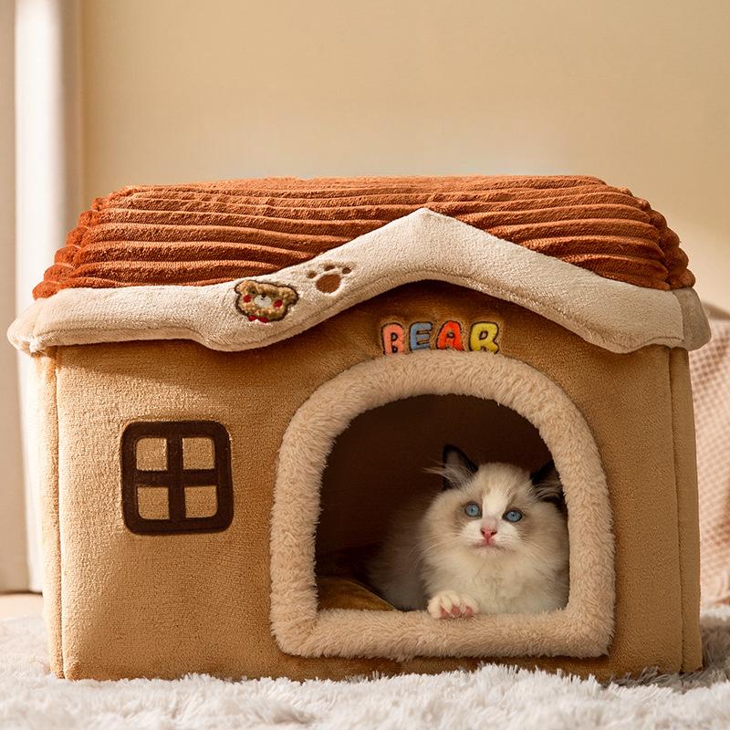 Warm Winter Cat Nest  Universal House for All Seasons  Castle-shaped Villa  Enclosed Bed House  Winter Pet Cat Supplies