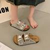 Fashion buckle one-word drag women's summer new versatile cool slippers lightweight muffin slippers