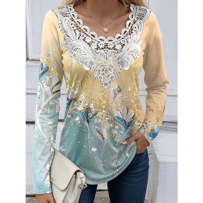 

BITCED Women s Fashion Casual Long Sleeve O-Neck Blouses & Shirts XXXXXL