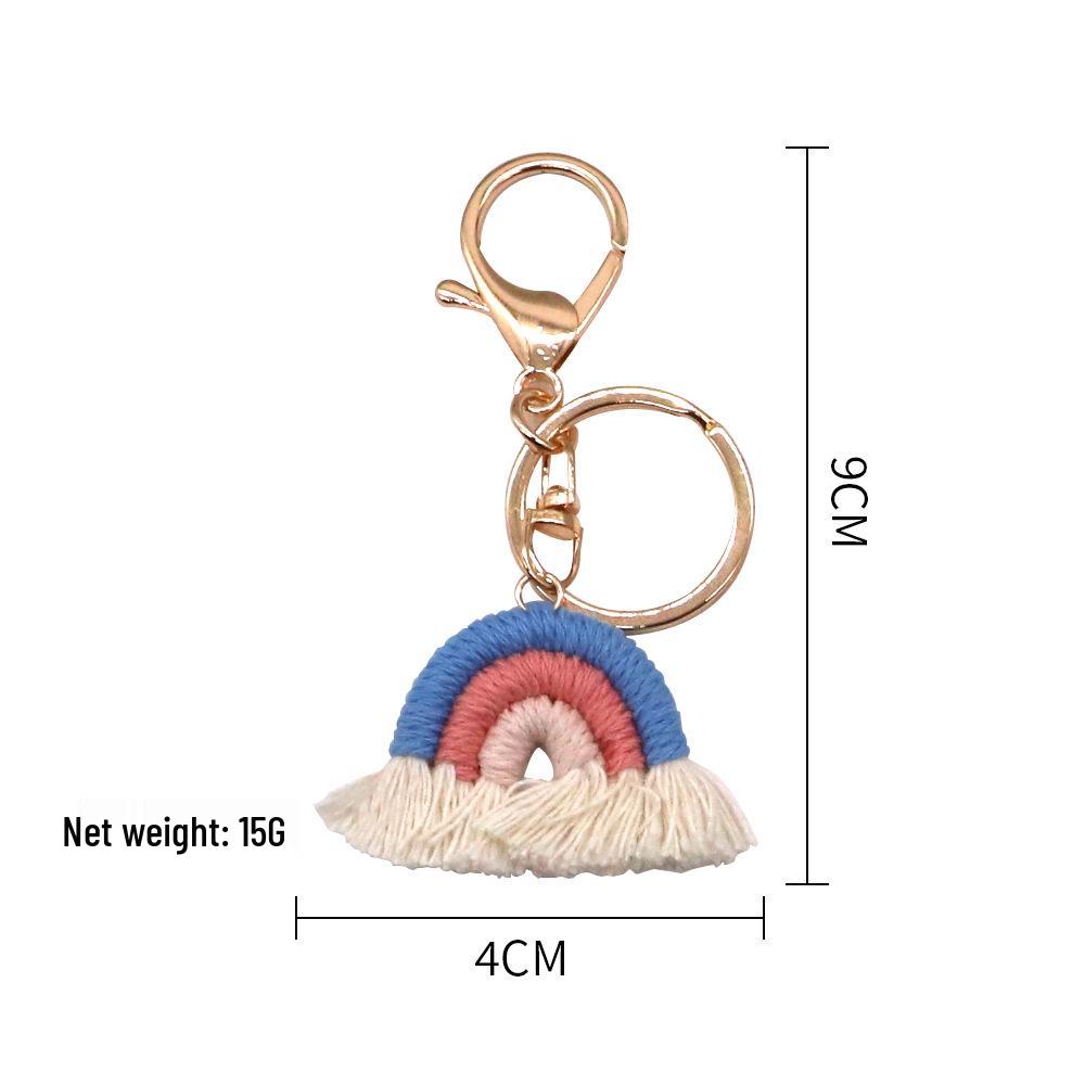Nordic Rainbow Woven Tassel Keychain Pendant - Ethnic Style Ornament for Bags & Cars