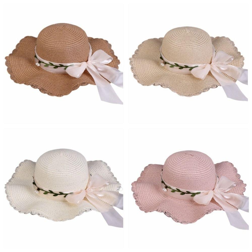 Wide Brim Bow Straw Hat Boho Sun Protection Cap Comfortable To Wear Women's Sun Hat  Beach