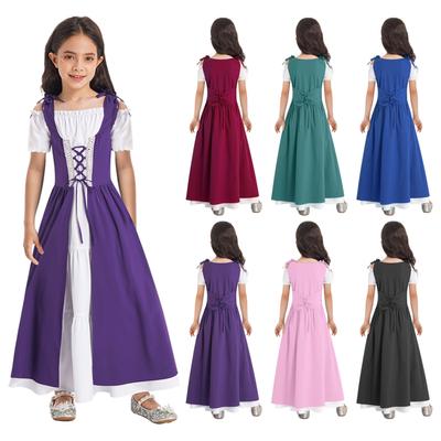Meninas traje medieval renascentista vestido princesa vintage maxi vestido de baile roupa de festa de halloween