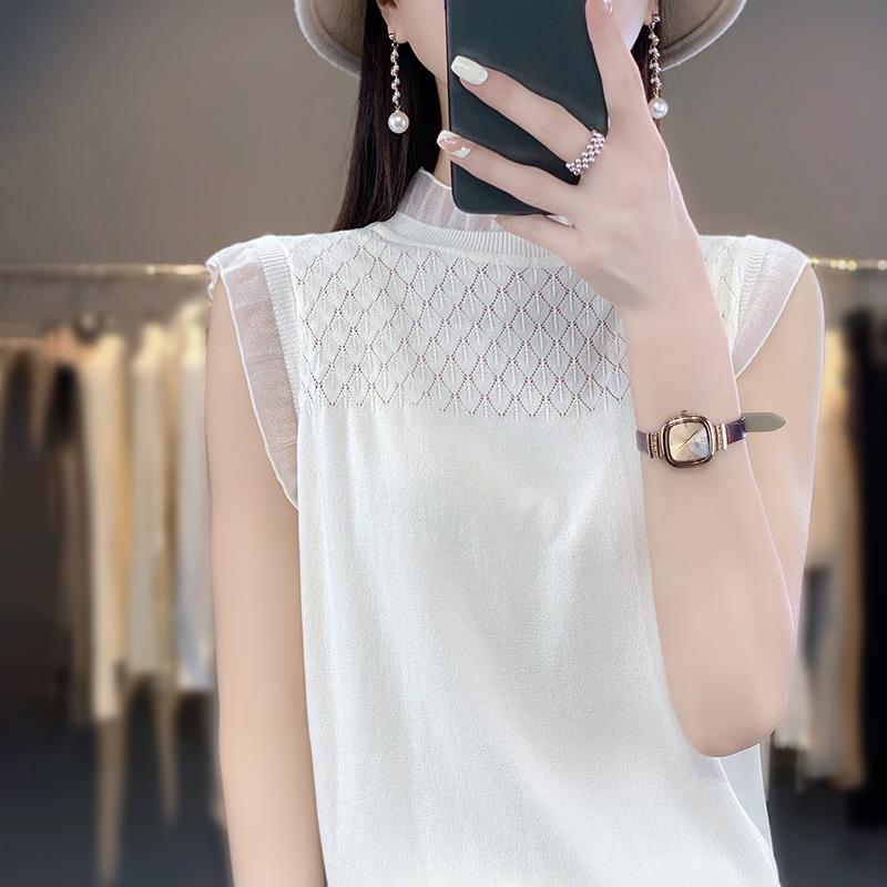 

Женская майка без рукавов MODERN NEW SAGA летняя футболка вязаный топ базовый кружевной жилет женская водолазка 2XL синий