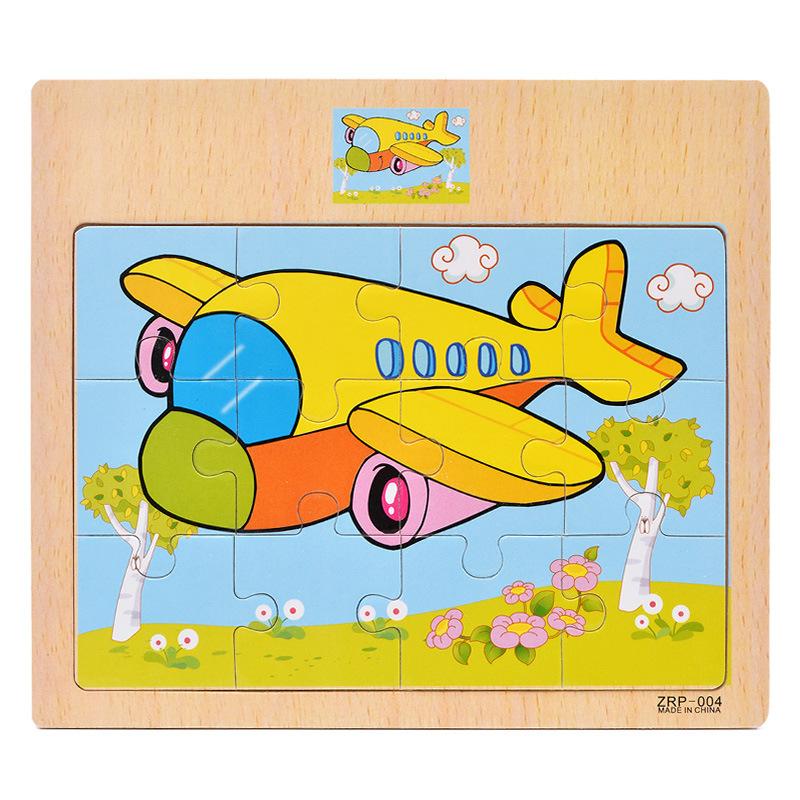 New Wooden 12 Piece Puzzle Puzzle Infant and Child Educational Early Education Toys Animal Traffic Wooden Puzzle Toys