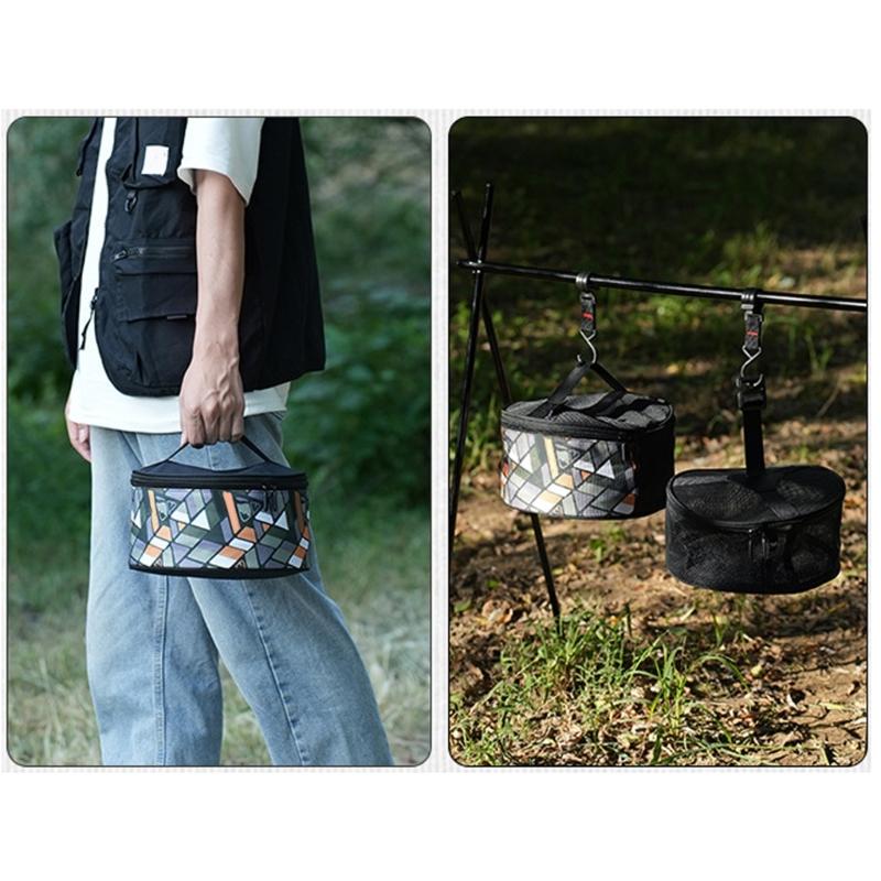 Outdoor Teller Geschirr Schüssel Aufbewahrungstasche Runde Tellerhalter Tasche für Picknicks Camping Teller Organizer Geschirrbehälter