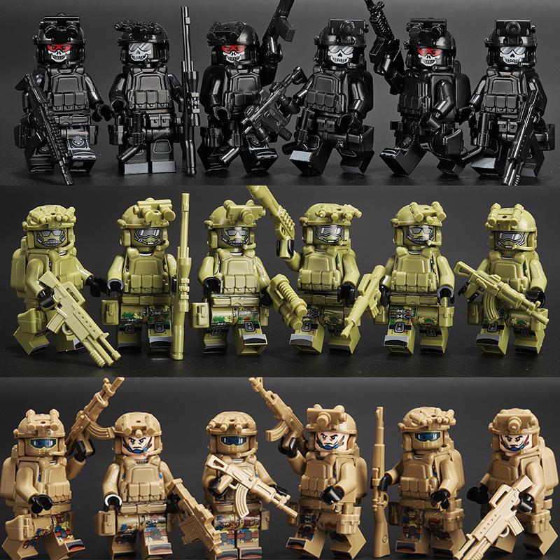 Military building blocks Veyron Police SWAT mini humanoid dolls special forces ghost soldiers assembled children's toys birthday gifts.