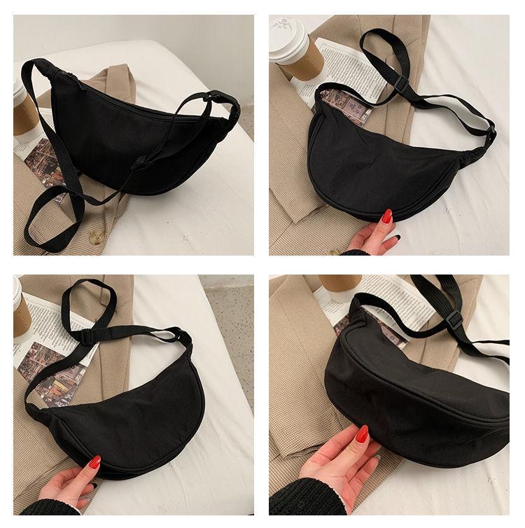 1Pc Nylon Messenger Bag Women's New Trendy Dumpling Bag Lightweight Small Satchel Underarm Bag Simple Shoulder Canvas Bag