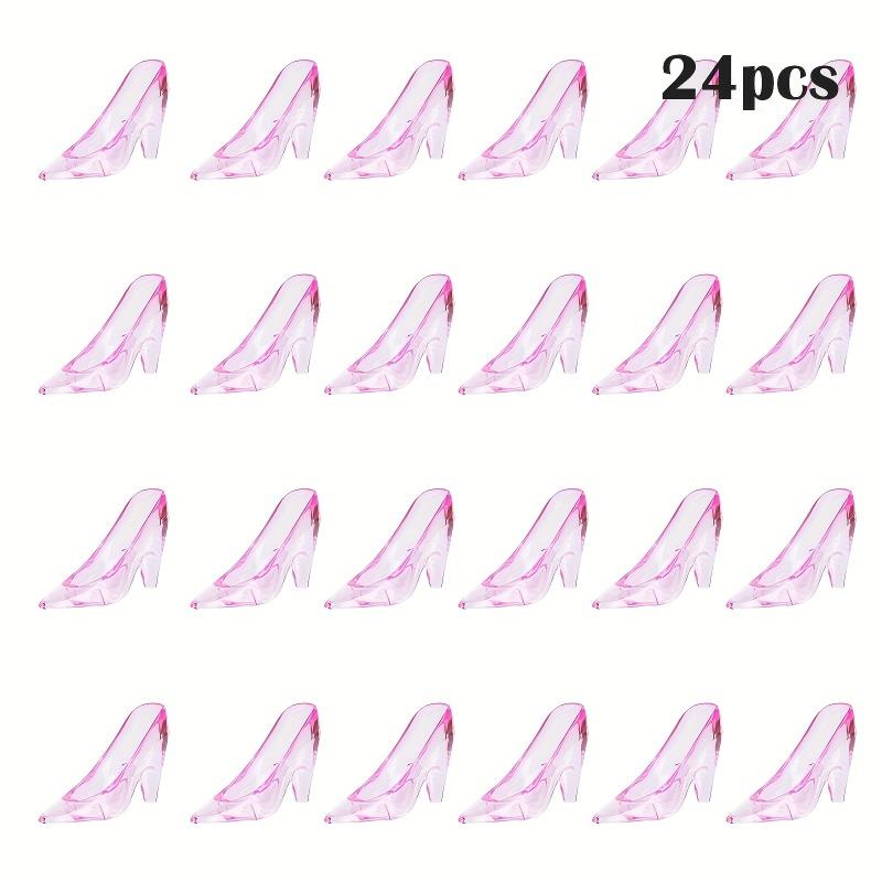 24pcs Mini Princess Crystal High-Heel Shoes Sparkling Plastic Party Decor Weddings Bridal Showers Birthdays Ornaments Decoration