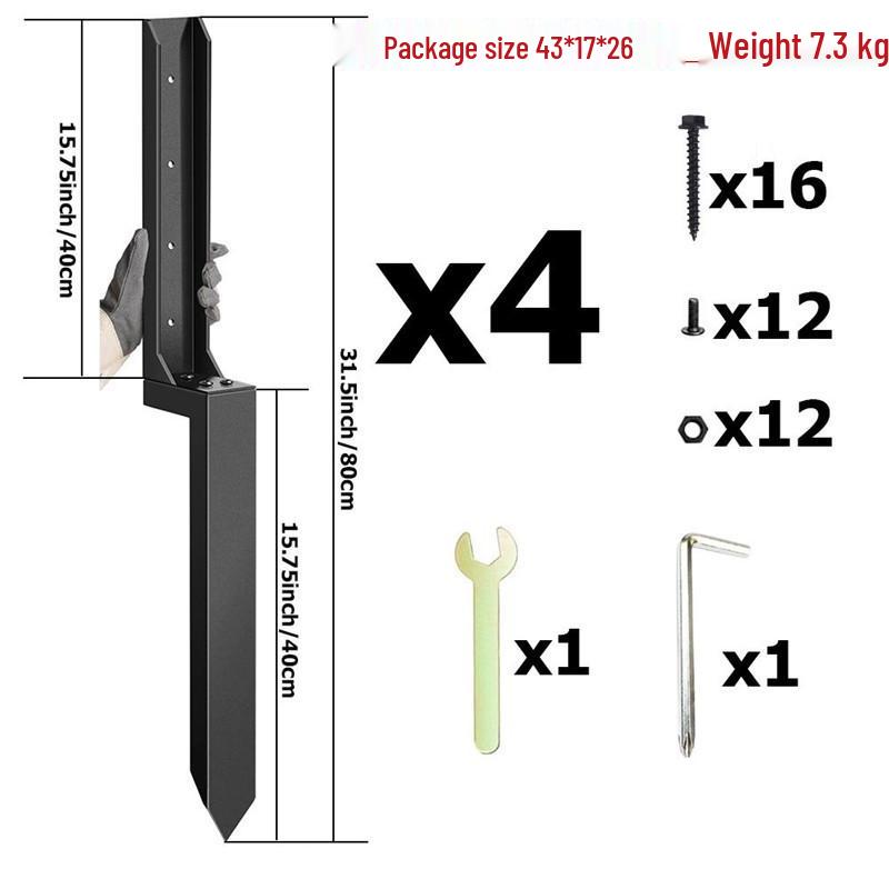 Heavy-Duty Ground Anchors: Inclined Wooden Stake Fence Repair & Thickened Metal Hardware Tools