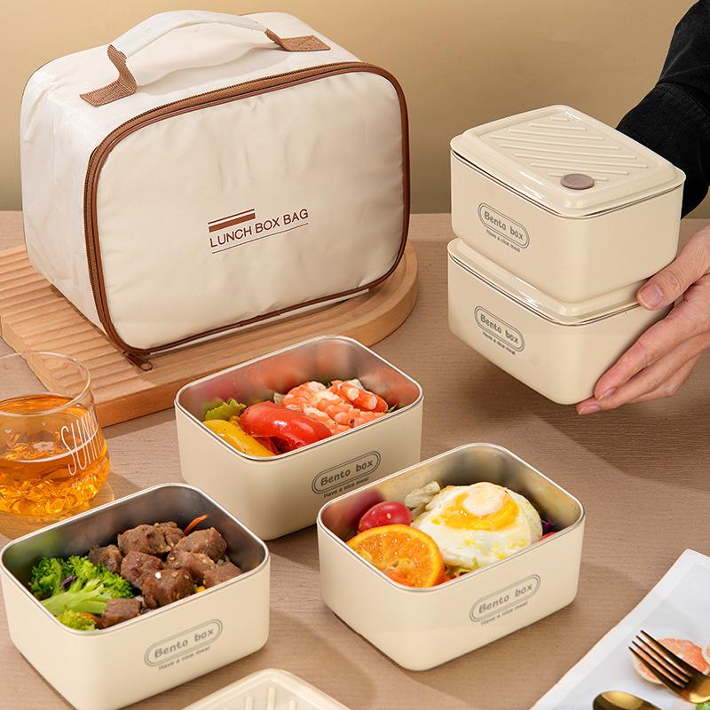Stainless Steel Lunch Box Set With Bag Portable Sealed Insulated Lunch Box Multi-Functional Bento Box