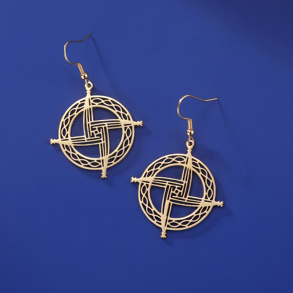 Dawapara Saint Brigid Cross Earrings Imbolc Traditional Celtics Irish Jewelry Protection Amulet Stainless Steel Religious Gift