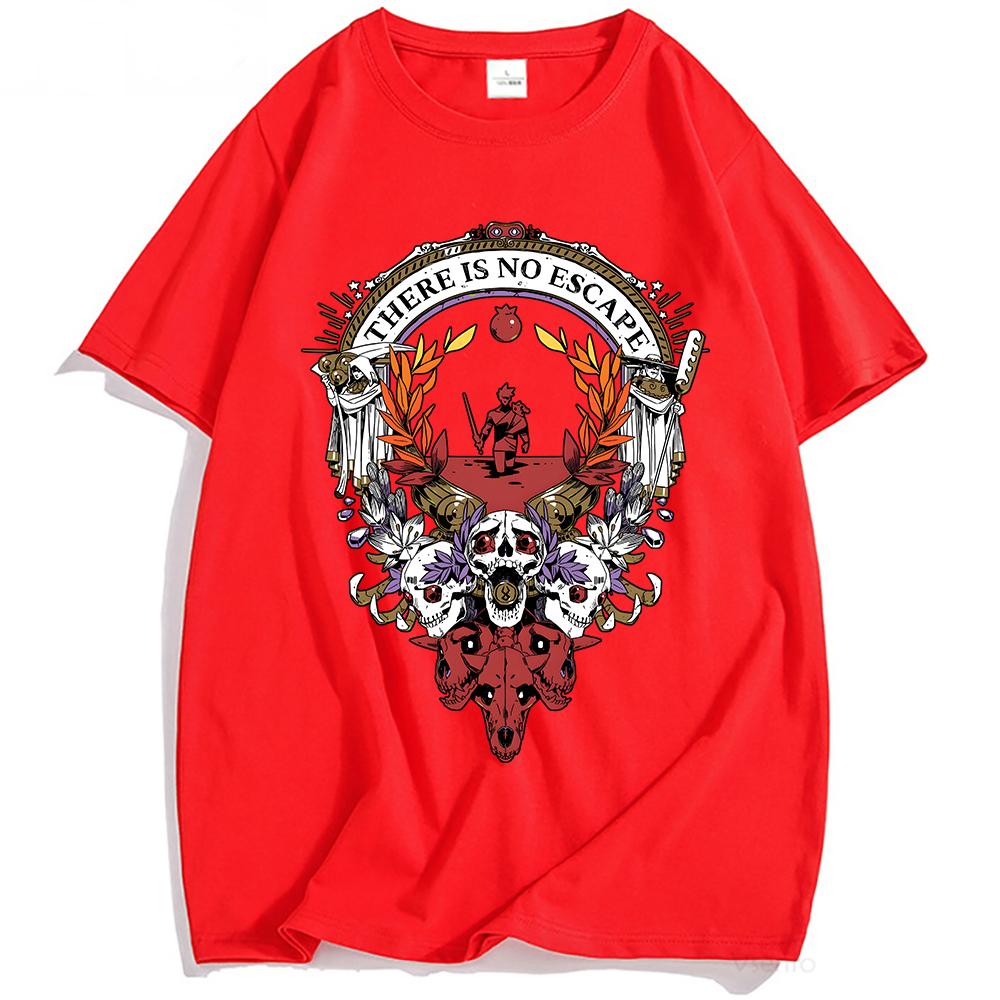 Футболка Hades 2 No Escape с графическим принтом из игры, унисекс, уличный стиль, короткий рукав, хлопок, мужская/женская футболка, свободная рубашка XS красный