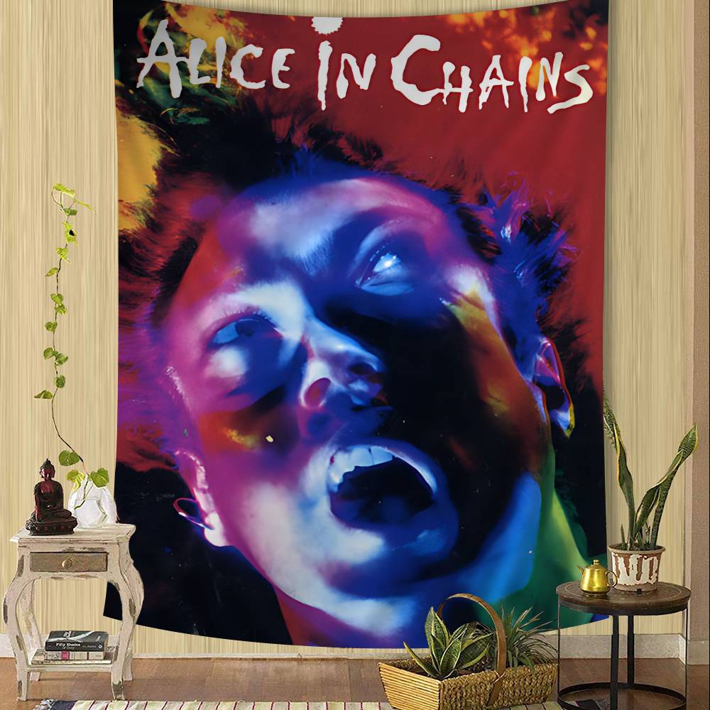 

Band AAlice IIn CChains Printed Large Wall Tapestry Indian Buddha Wall Decoration Witchcraft Bohemian Hippie Wall Art Decor 74x94cm(29x37in)