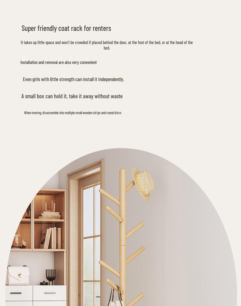 Samostatně stojící věšák na kabáty a oblečení z masivního dřeva s úložným sáčkem