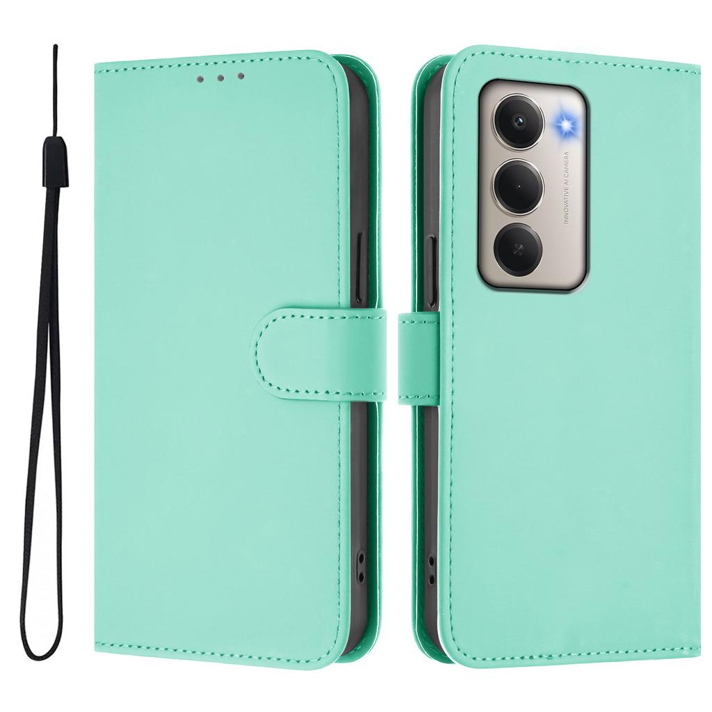For Xiaomi Redmi 15 5G Case Solid Color Wallet Leather Phone Cover with Strap