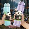 1PC Garden Panda Cartoon 750ml Color Plastic Sports Water Bottle Leakproof Flip Straw Lid Suitable for Sports Office Home Use