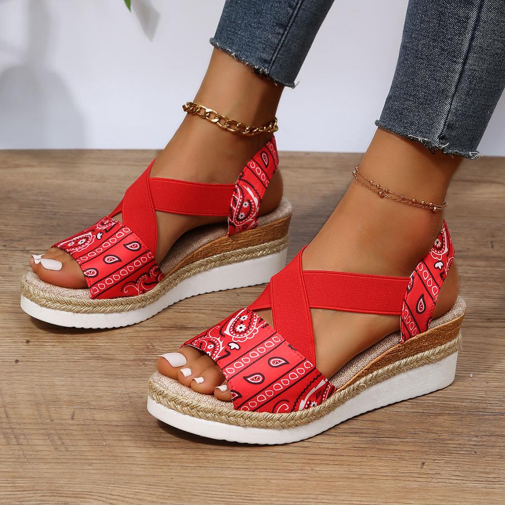 Fashion Women Wedges Sandals 2025 New Summer Platform Sandals Open Toe Espadrilles Shoes for Women Retro Outdoor Ladies Casual Sandales