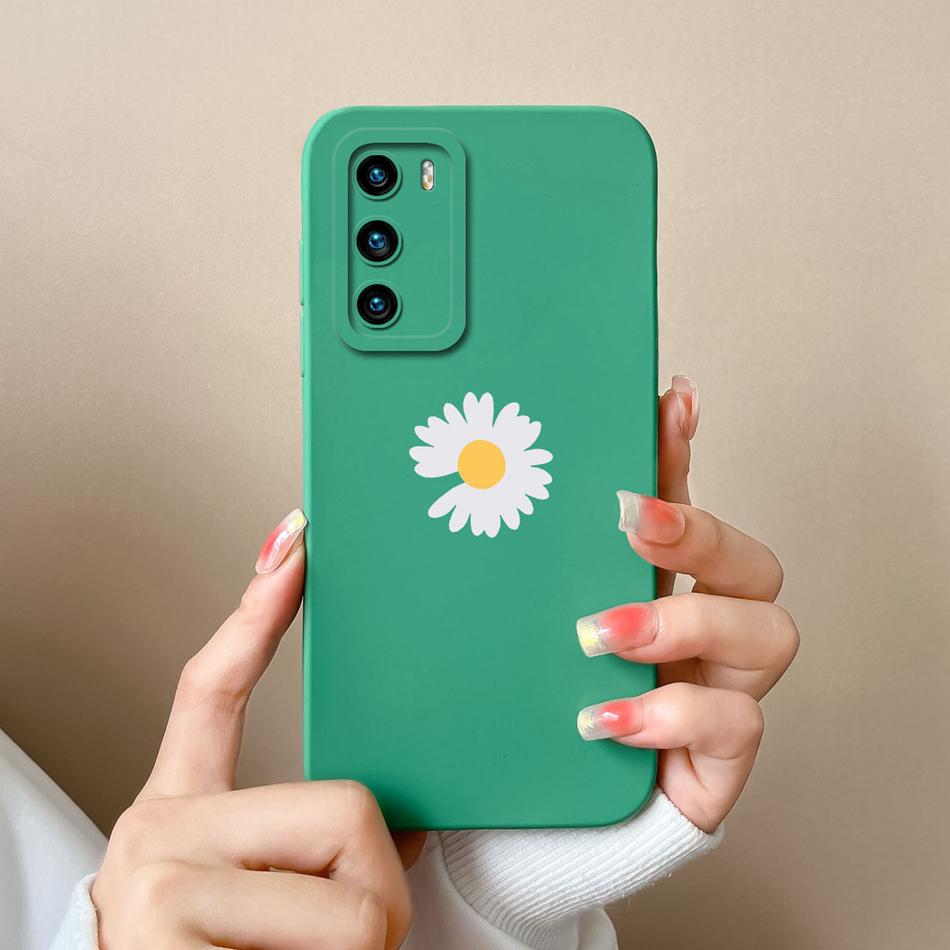 Case For Huawei P40 Pro Flower Pilot Back Cover Soft Liquid Silicone Camera Protection Phone Shell For Huawei P 40 P40Pro Coque