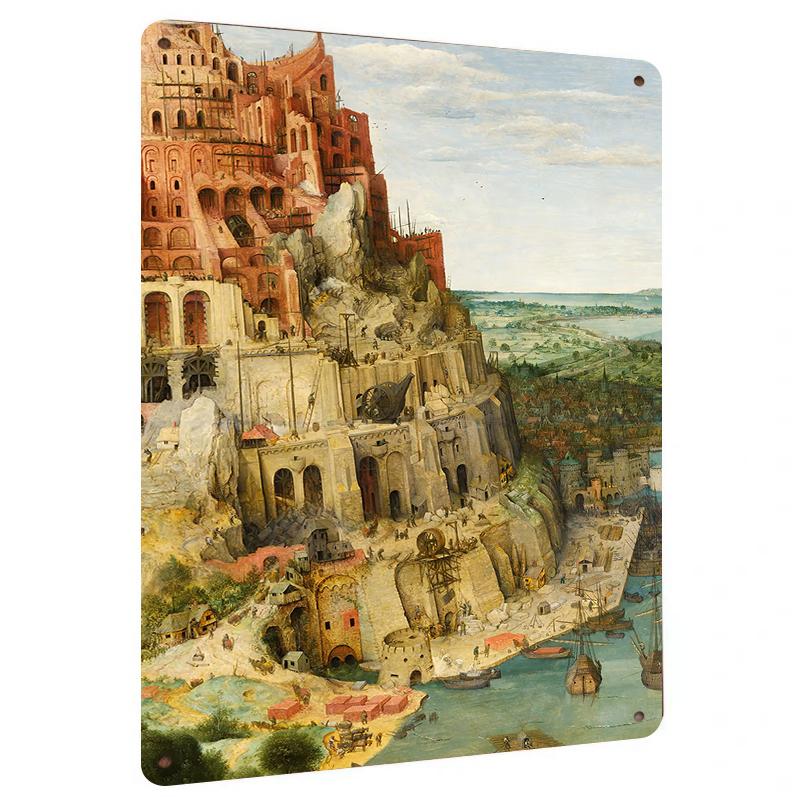 Bruegels The Tower of Babel Vintage Art Metal Wall Decor for Living Room Study Home Decoration 20x30cm(7.8x11.8inch)
