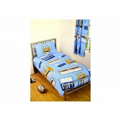 Manchester City FC Official Football Patch Single Duvet And Pillow Set