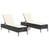 VidaXL Set of 3 Pcs Black Poly Rattan Sun Loungers with Cushions, Sunbed, Garden Daybed, Outdoor Furniture, 3284263