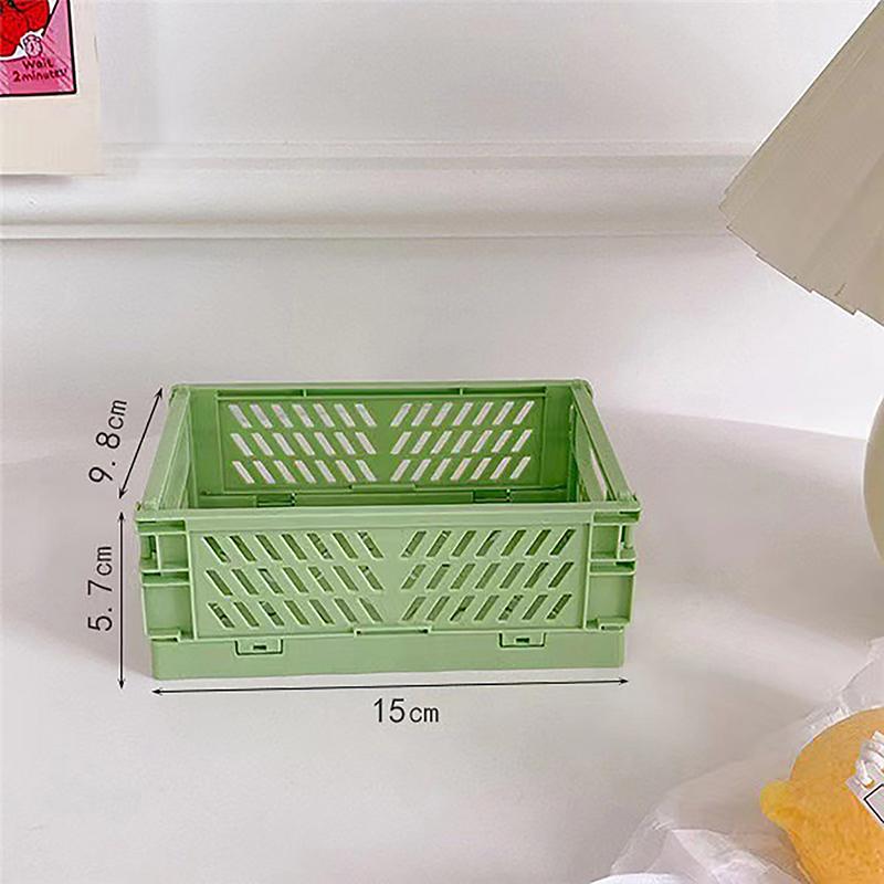 Collapsible Crate Plastic Folding Storage Box Basket Utility Cosmetic Container Desktop Holder Home Use School Desk Storage Box