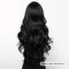 Black Synthetic Wig with Middle-parted Long Hair and Big Waves for Party or Daily Use. High-temperature Synthetic Hair Cap.