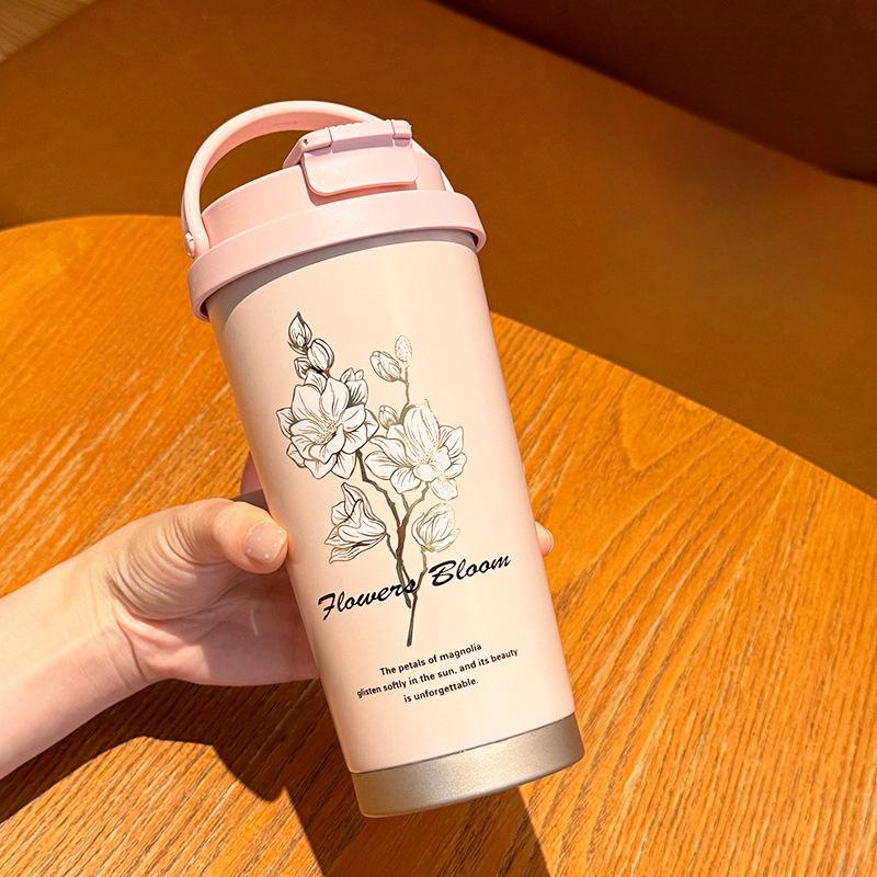 Four-leaf Clover Double Drink Thermos Cup Gift Box Coffee Cup Straw Cup Stainless Steel Portable Fall Proof