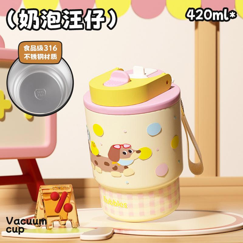 

420ml Coffee Cup Cute Thermo Cafe Coffee Mug for Women School Girls 316 Stainless Steel Vacuum Tumbler Leak-proof Car Water Cup 420ml