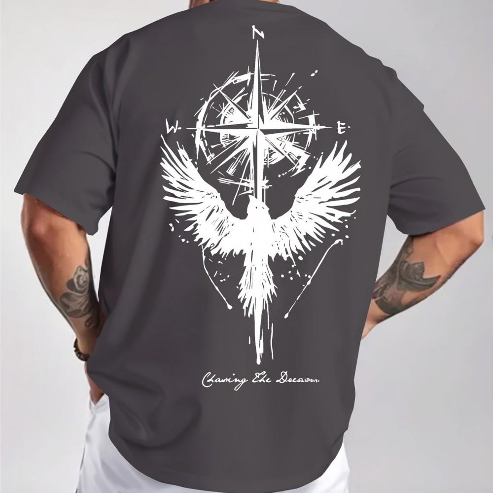 Men's Summer Angel Printed Pattern Fashionable and Comfortable Round Neck T-shirt Outdoor Skin friendly Casual Top