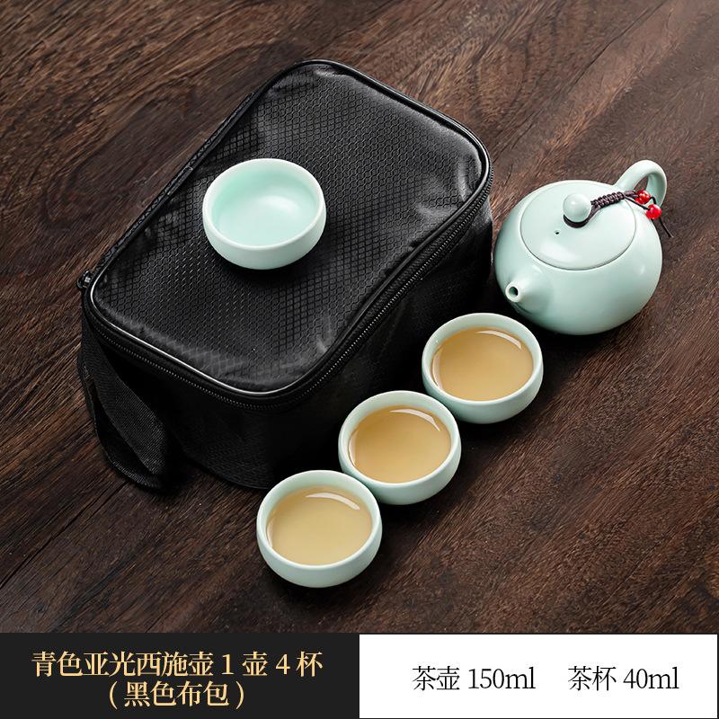 Ding Kiln Portable Bag Travel Kung Fu Tea Set Ceramic Xishi Pot One Pot Two Cups Four Cups Set Creative Gifts