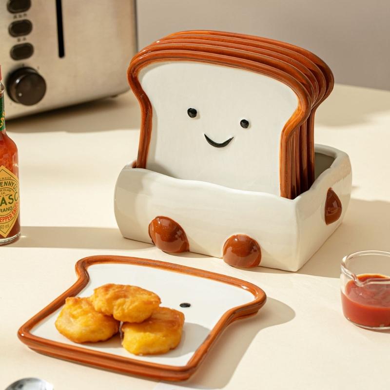 Bread Look Dip Plate Collection for Sauces and Appetizer Portions, Cute Table Accent for Everyday Home Dining Use