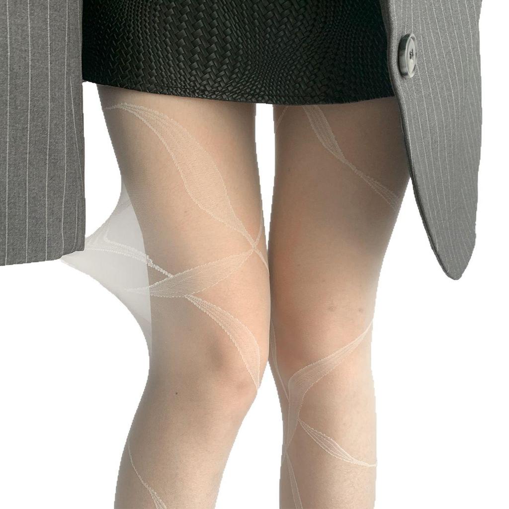 Elegant Ballet-Style Jacquard Stockings: Versatile Ribbon Wrap Pantyhose