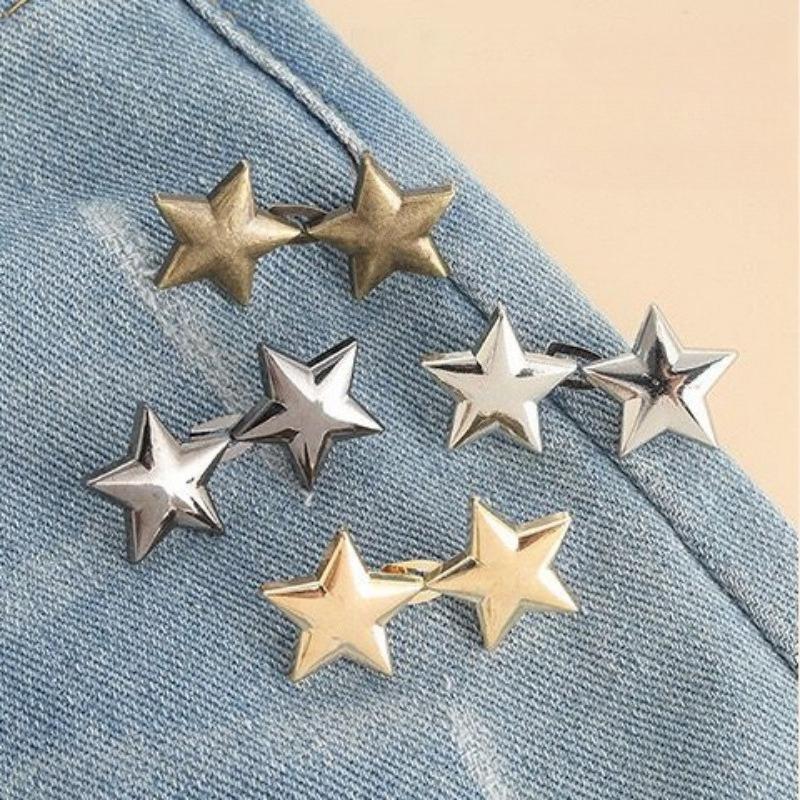 Pentagram Adjustable Waist Button for Pants Detachable Button Perfect Fit Jeans Buckle Waist Tightener Clothing Accessories