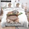 Cartoon Sloth Bedding Set for Bedroom Home Manga Style Sloth Print Duvet Cover Lazy Sleeping Australian Animal Soft Quilt Cover