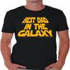DELRAY SHIRTS Pappas T-shirt - Bästa pappan i galaxen - Ringspunnen bomull T-shirts, Svart, Stor
