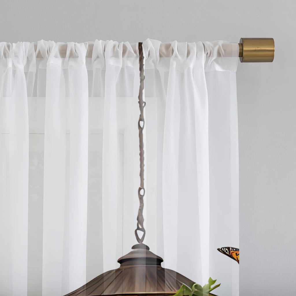 2 st HD digitalt tryckta fönsterskärmar med vita prästkragar Heminredningsstil Inredning Vardagsrum Sovrum Stånggardin E