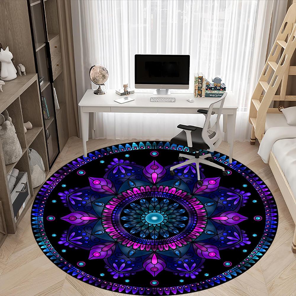 1PC Mandala Pattern Chair Carpet for Office Non-Slip, Lightweight, Machine Washable Rug for Office, Sleeping, Room - Holiday Decoryy251009103