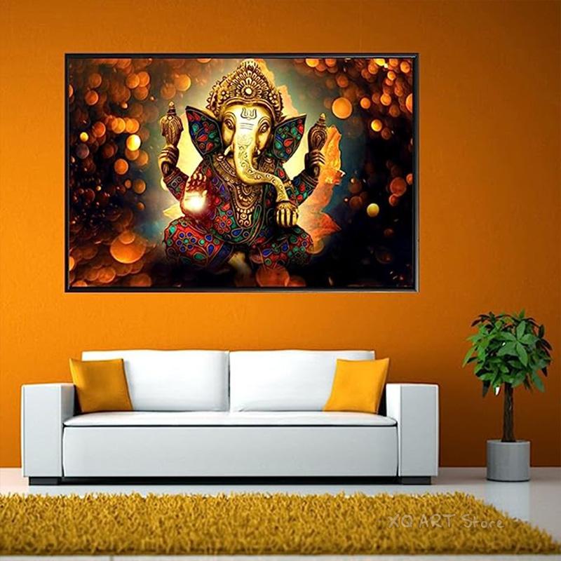 Lord Ganesha Leinwandgemälde an der Wand Kunst Poster und Drucke Hindu Götter Leinwand Kunst Bilder Ganesh Kunst Poster Wohnkultur