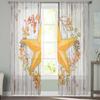 Herbstliche Holzmaserung Orange Fünfzackiger Stern Ahornblatt Transparente Vorhänge für Kinder Wohnzimmer Voile Fenstervorhänge Tüllvorhänge